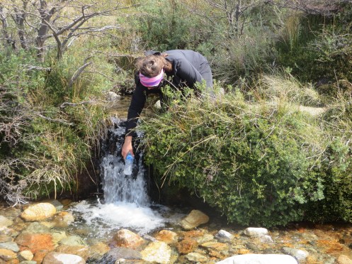 Quenching my thirst with the fresh glacier water.
