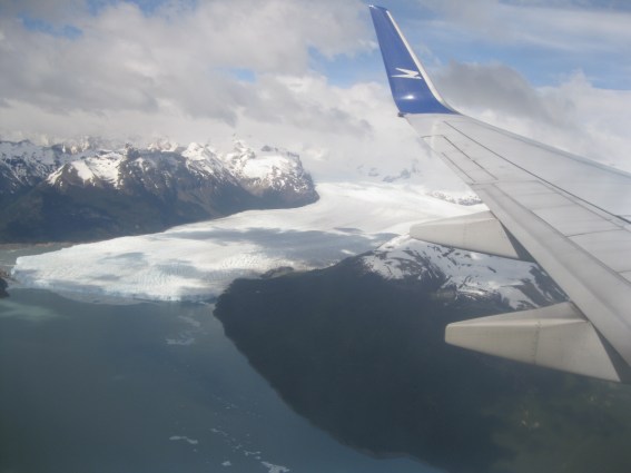 View of the Upsala Glacier from our airplane window.