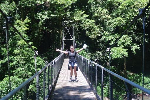 Bridge across the waterfall.