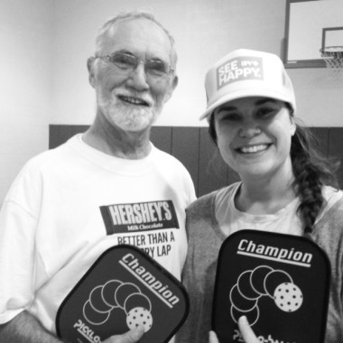 Playing Pickleball with my dad.
