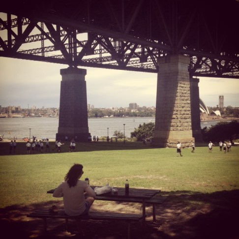 Eating lunch under the bridge. What a great view! *wink wink*