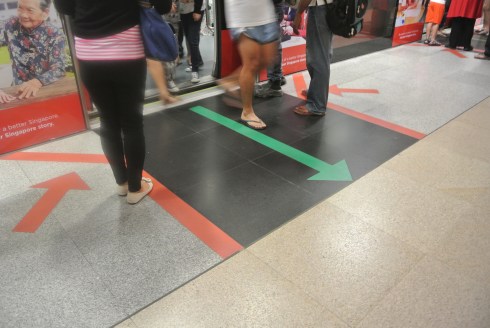 Subway signs directly traffic.