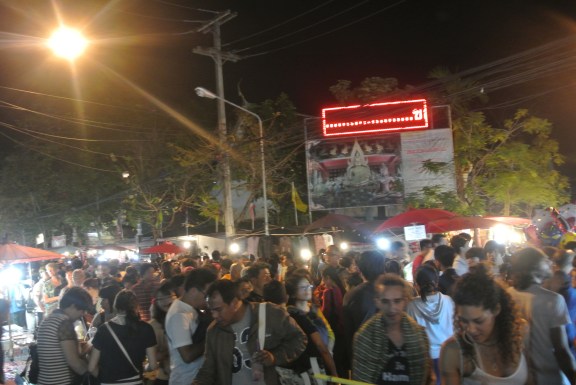 Night market. A perfectly crowded place to practice.